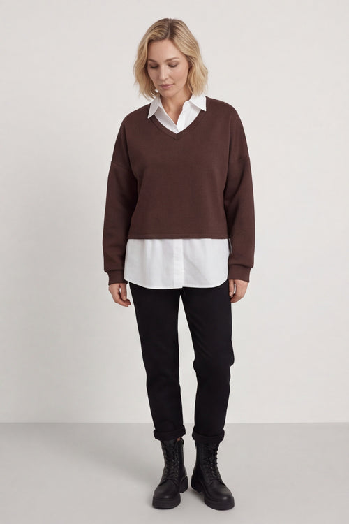 Leilani Collared Top Cocoa – image 1 of 5
