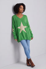 Paige Star Knitted Jumper Green Green - Paige Star Knitted Jumper Green – image 1 of 6