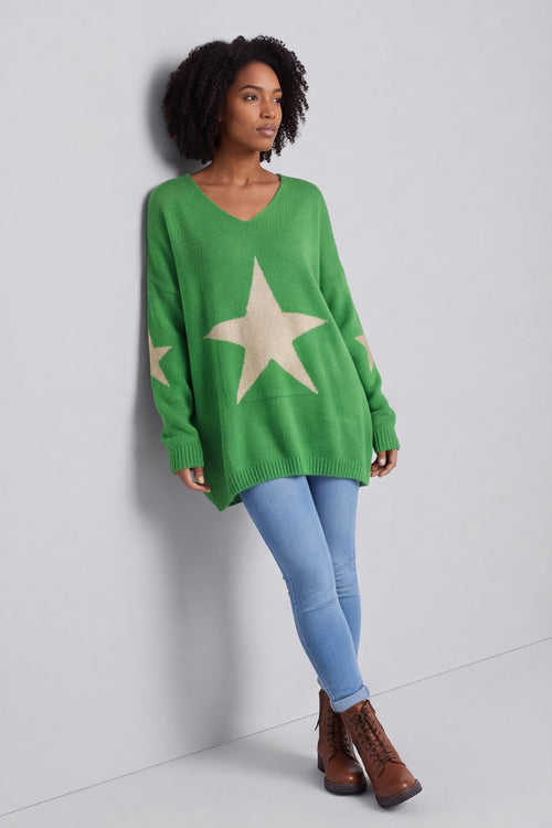 Paige Star Knitted Jumper Green – image 1 of 6
