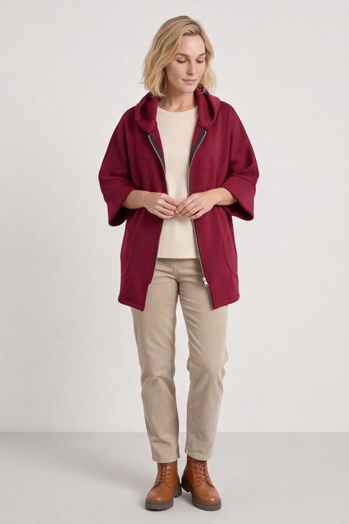 Marjorie Zip Hooded Jacket Wine – image 1 of 6