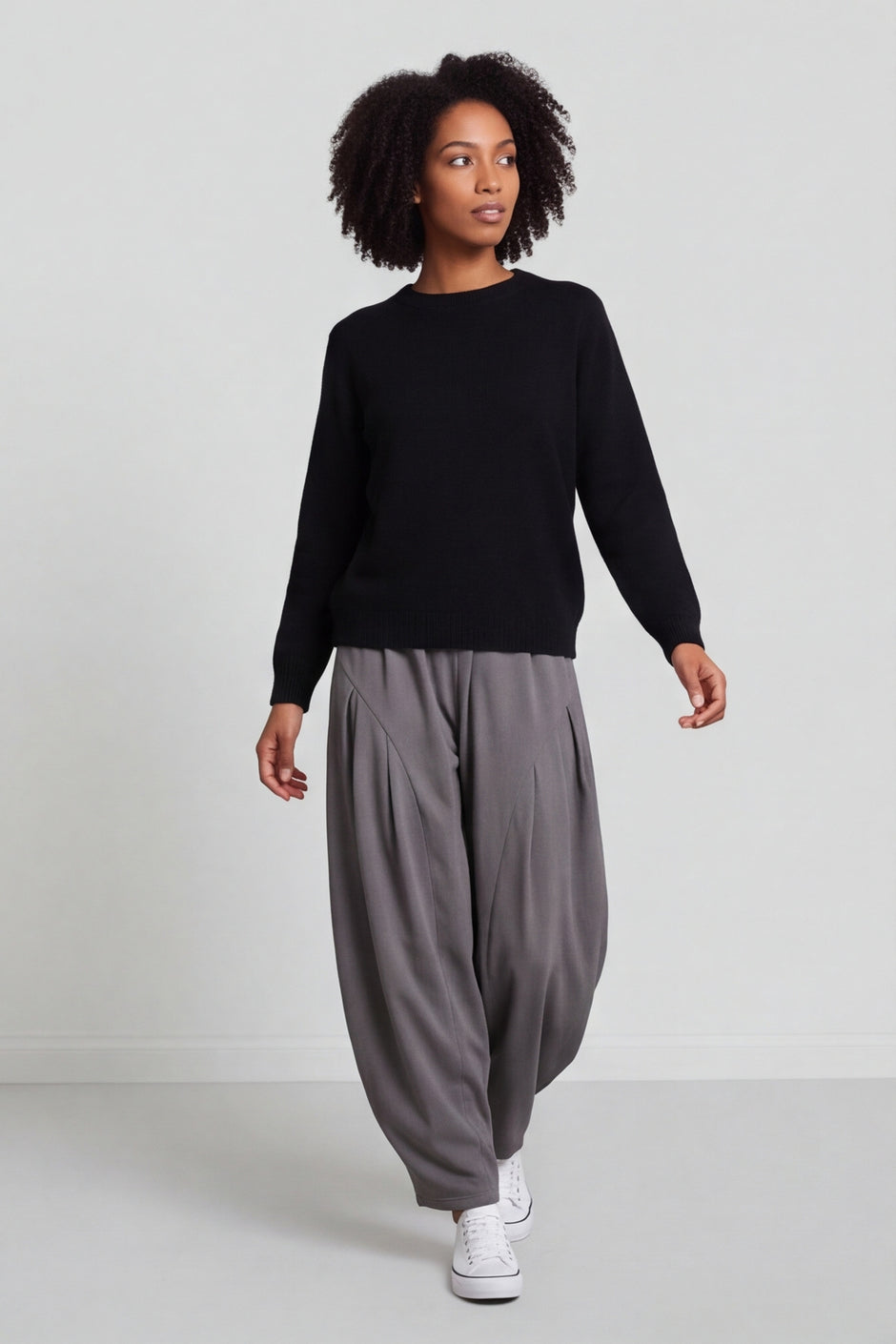 Clarinda Cotton Harem Trousers Mid Grey – image 1 of 6