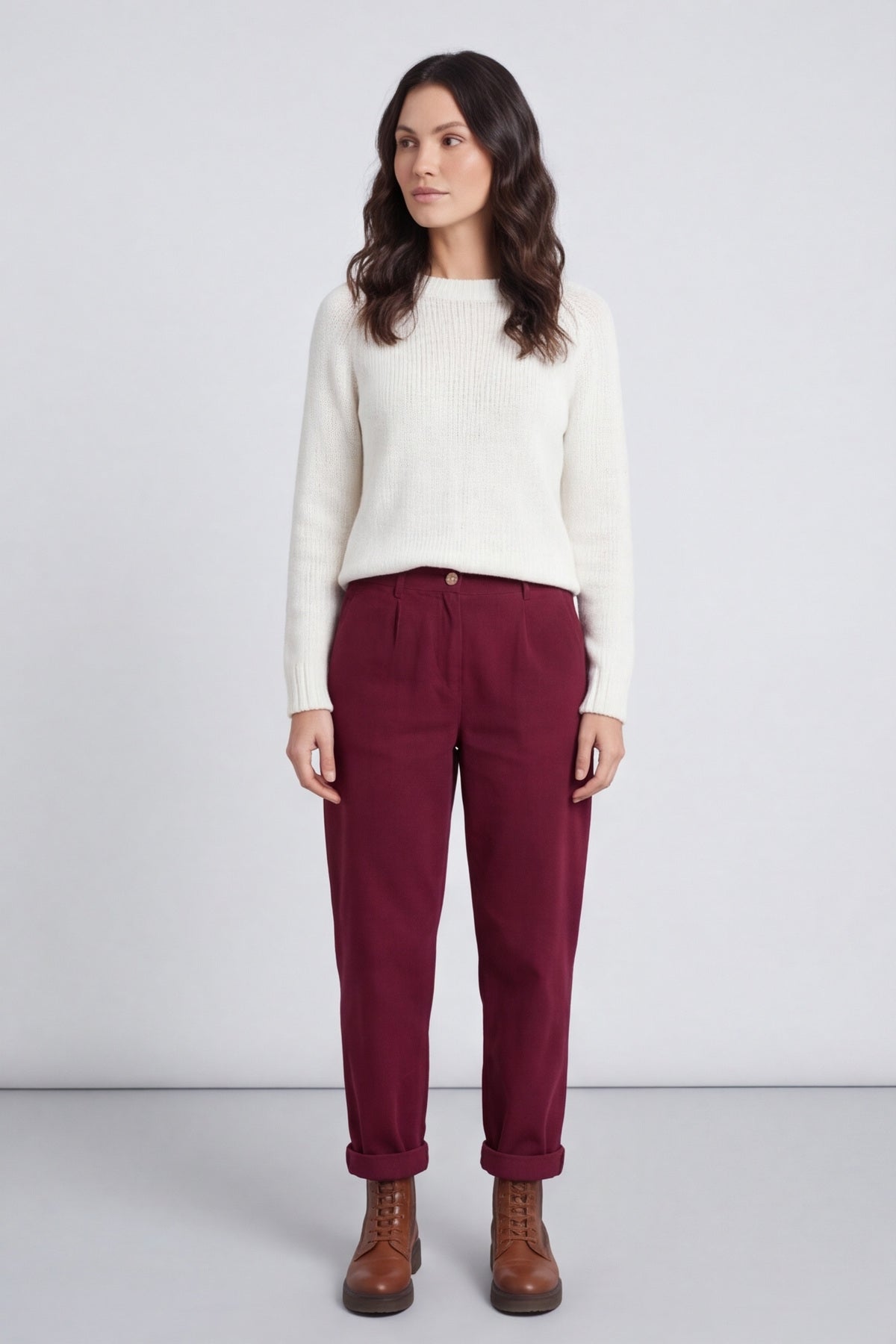 Carmella Needlecord Trousers Wine – image 1 of 6