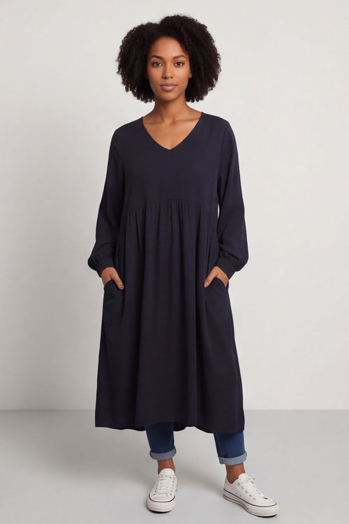 Eliza Cotton Dress Navy – image 1 of 6