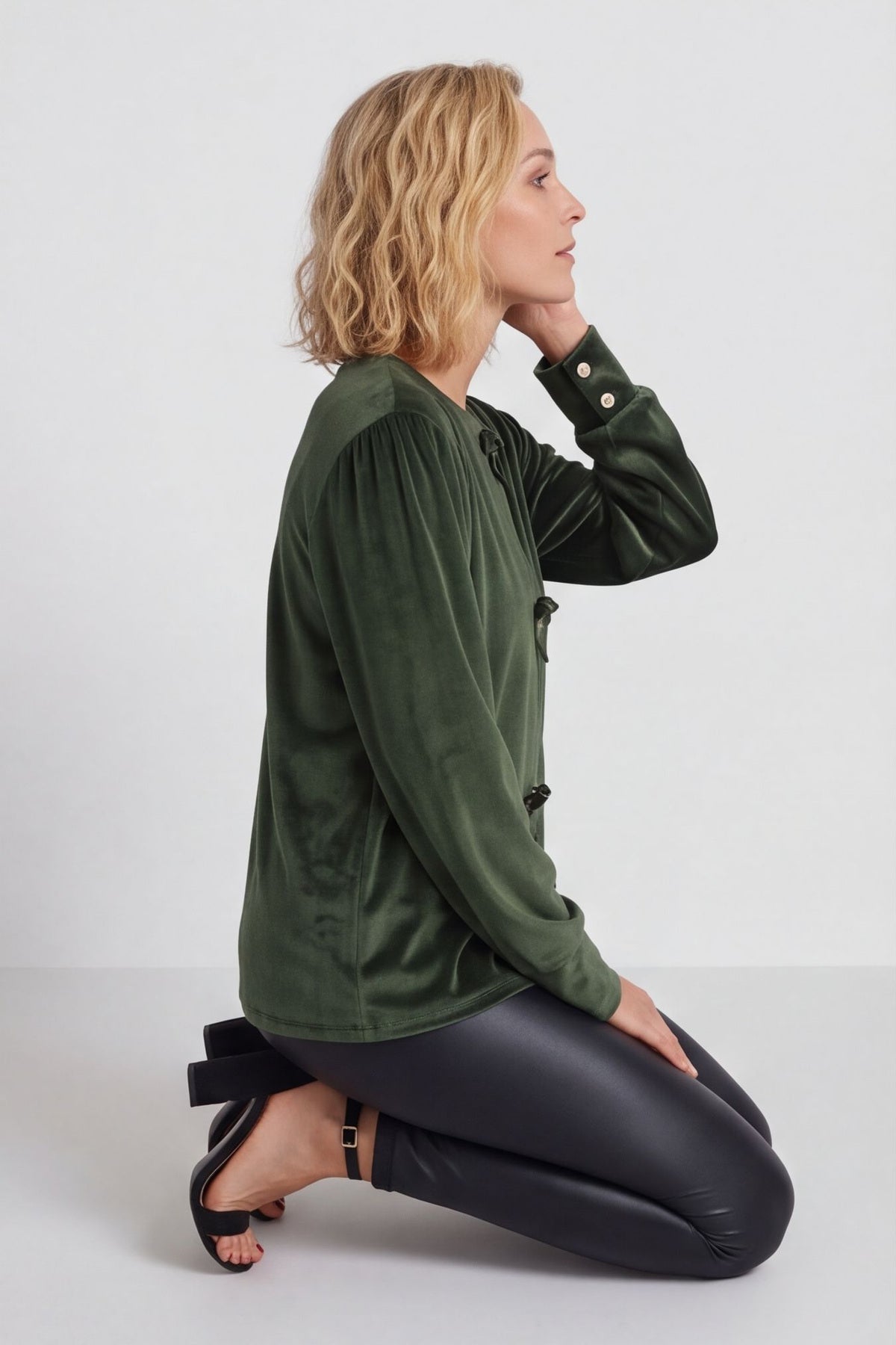 Rhona Bow Front Top Khaki – image 1 of 6