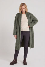 Stevie Soft Brushed Longline Jacket Khaki - Stevie Soft Brushed Longline Jacket – image 1 of 5