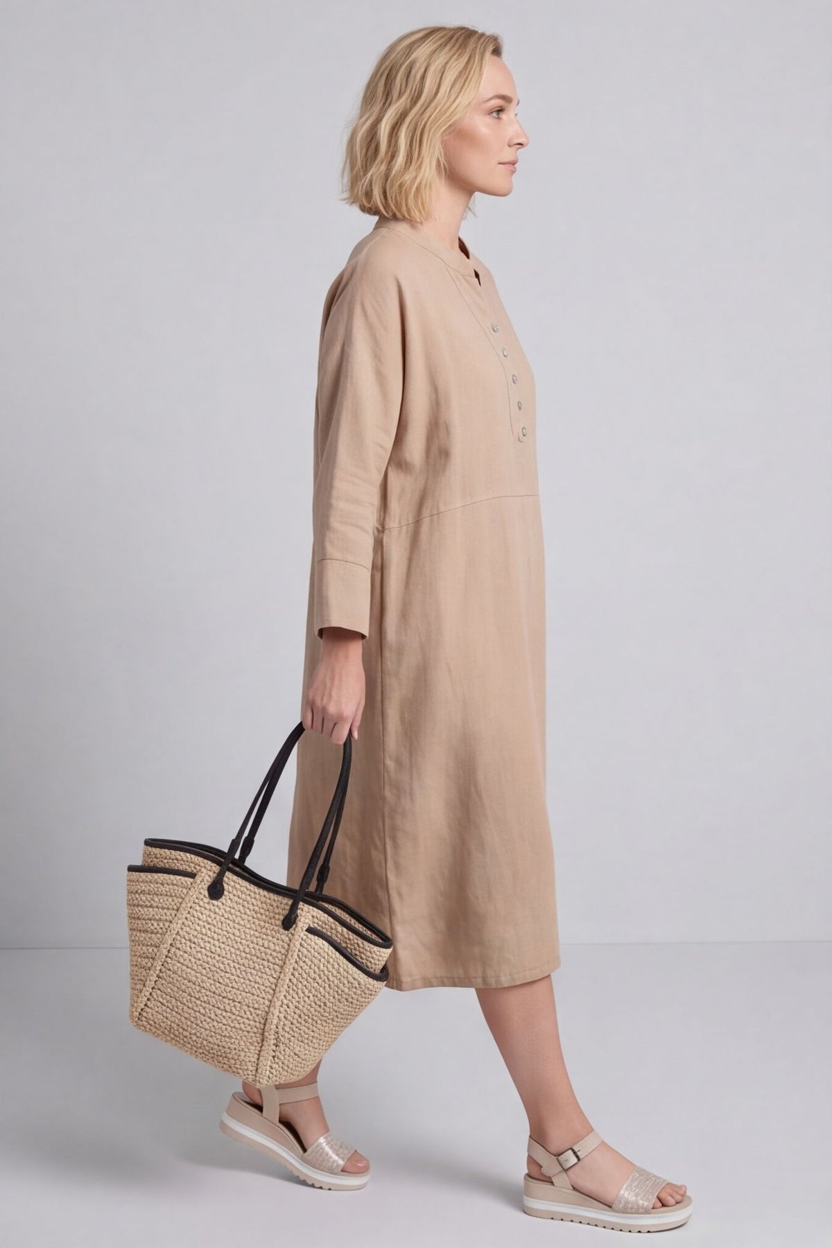 Helena Linen Dress Camel – image 1 of 5