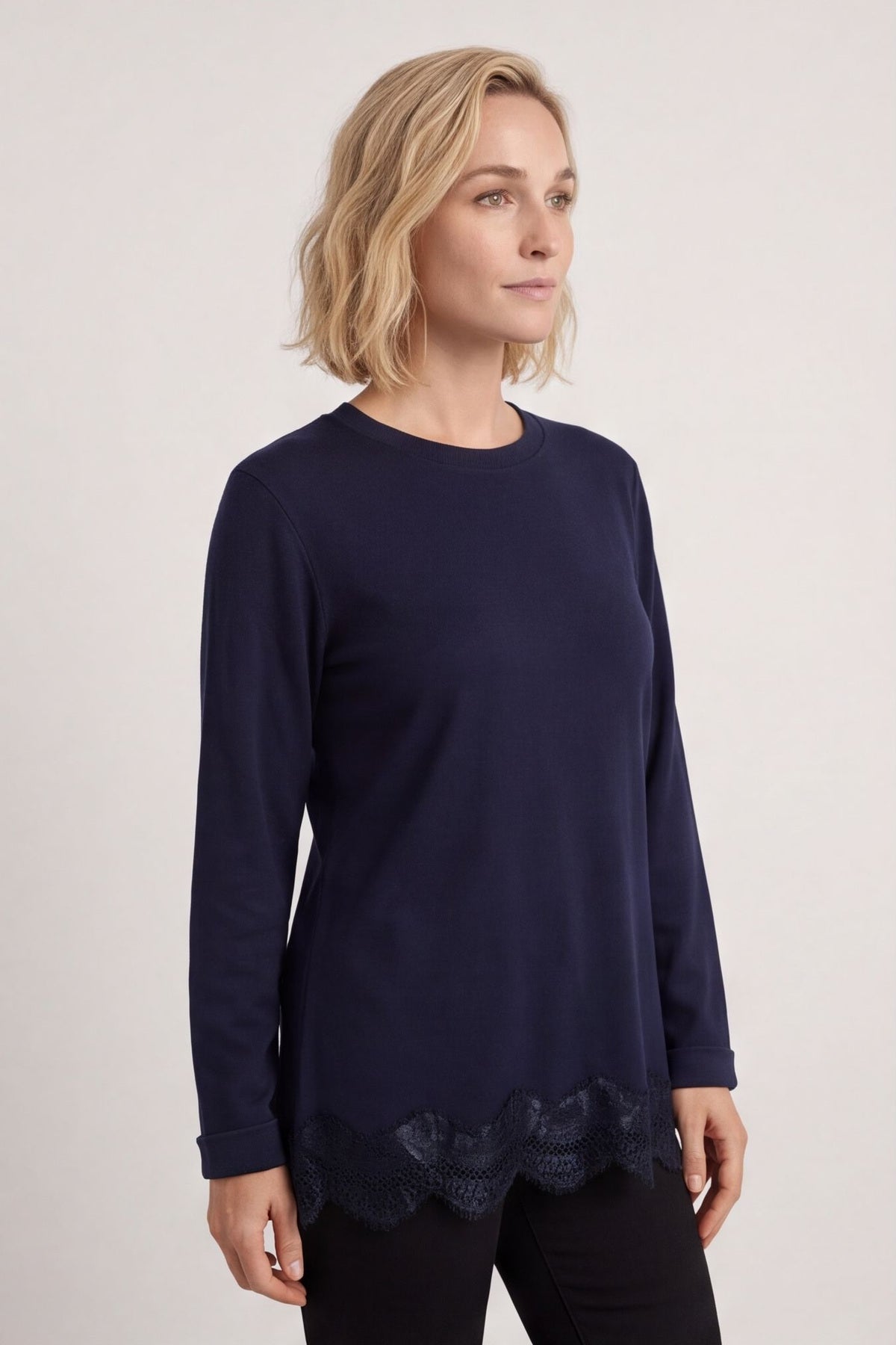 Chantelle Lace Detail Top Navy – image 1 of 5