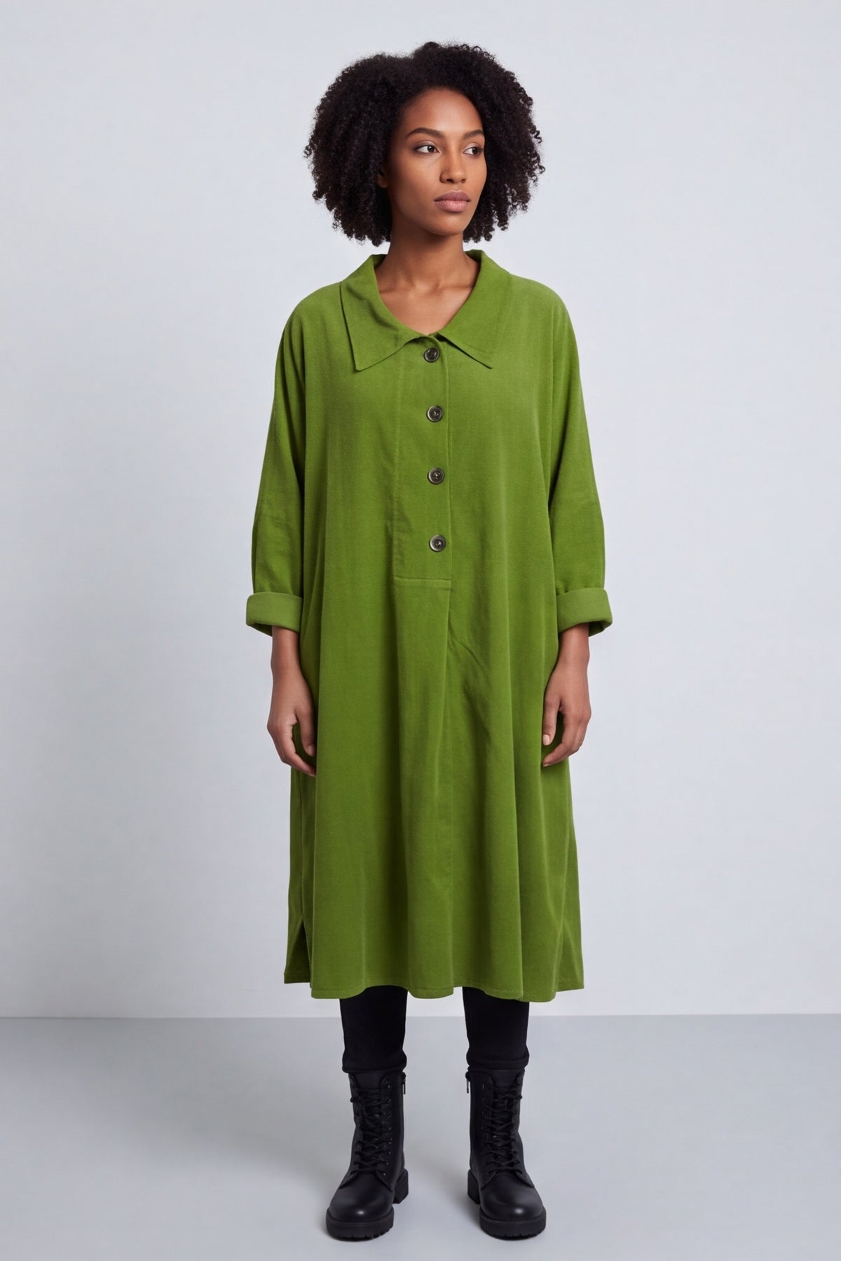 Amina Needlecord Dress Olive – image 1 of 6