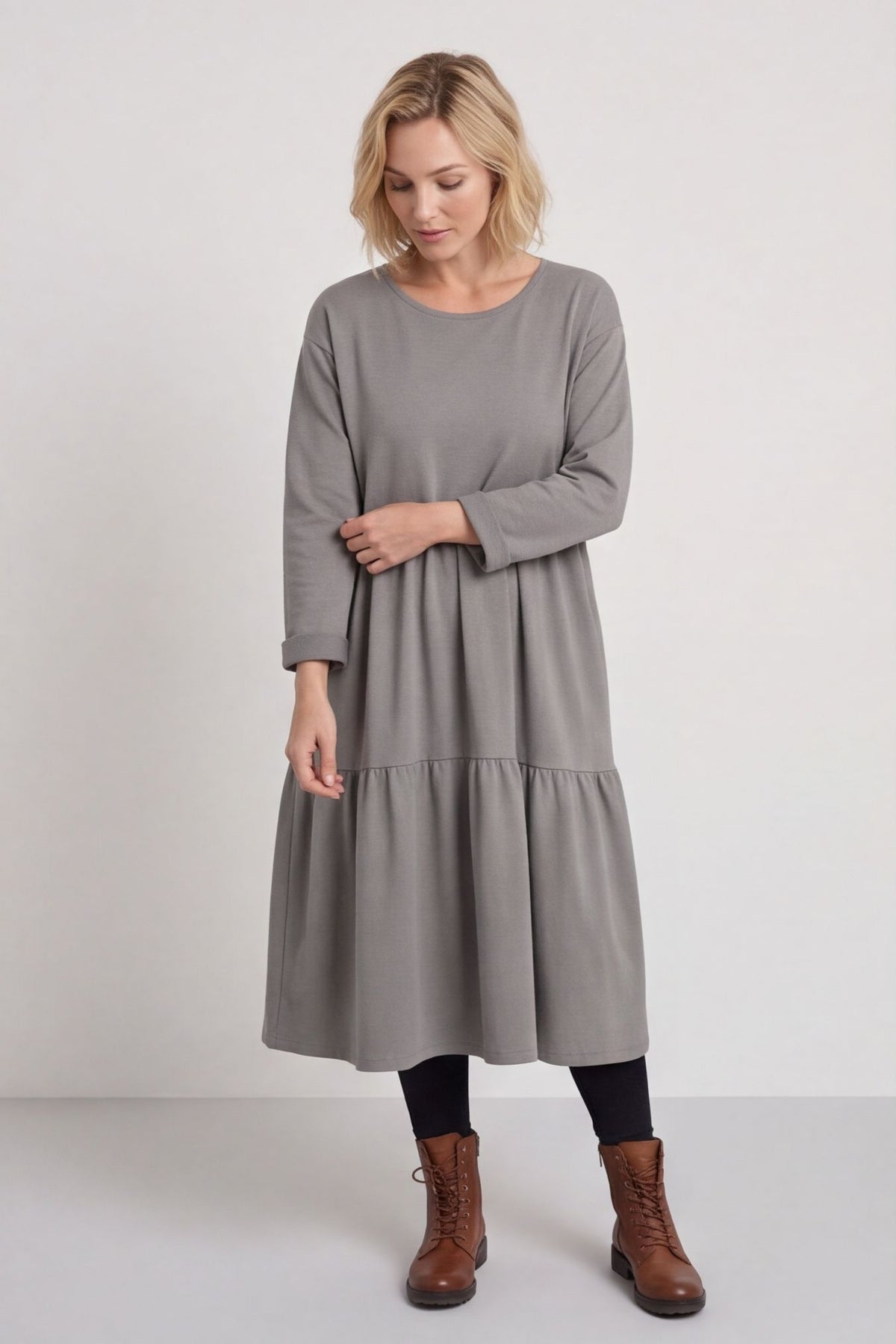Petunia Tiered Cotton Dress Mocha – image 1 of 5
