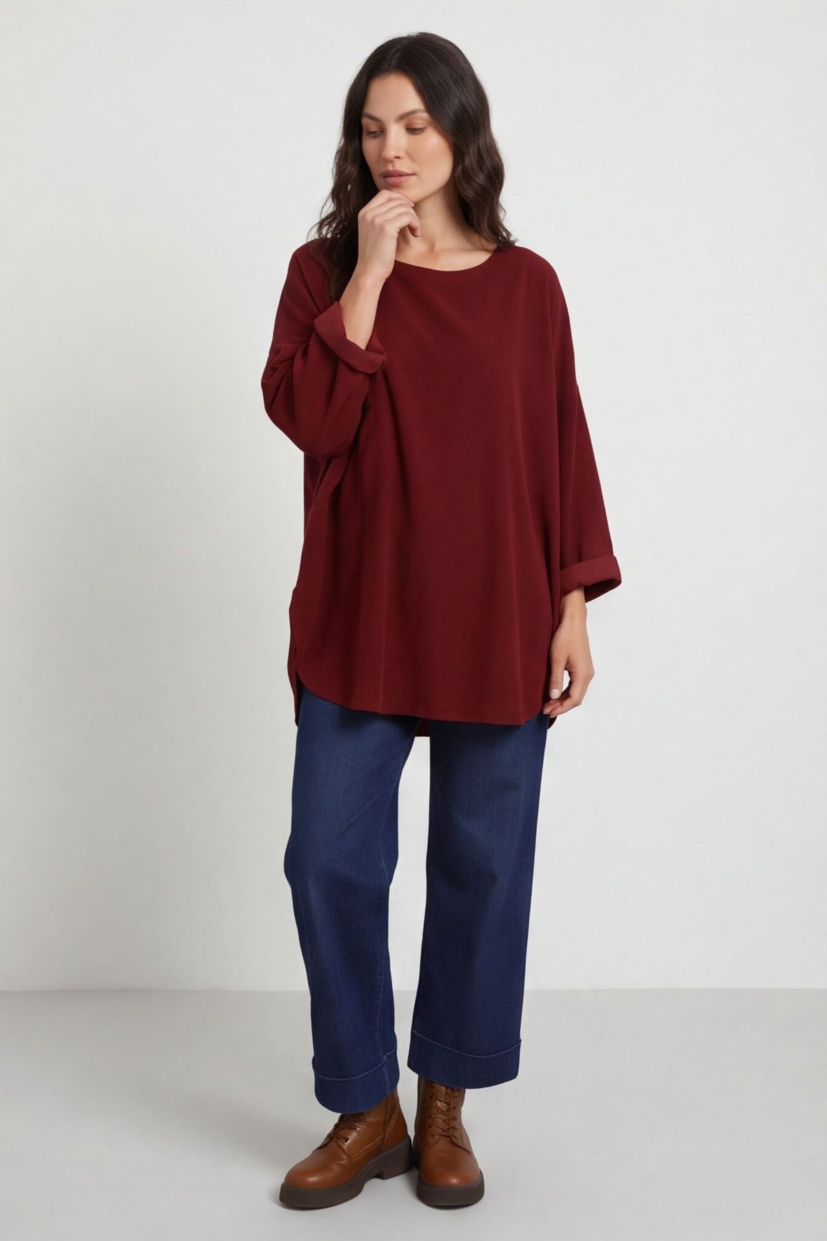 Selene Needlecord Pocket Top Wine – image 1 of 5