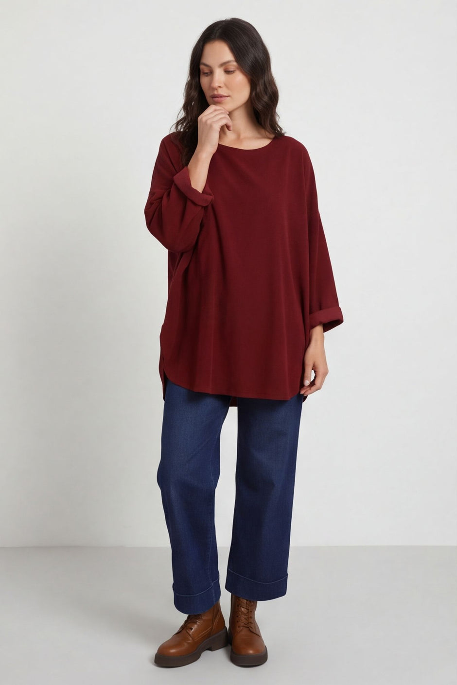 Selene Needlecord Pocket Top Wine – image 1 of 5