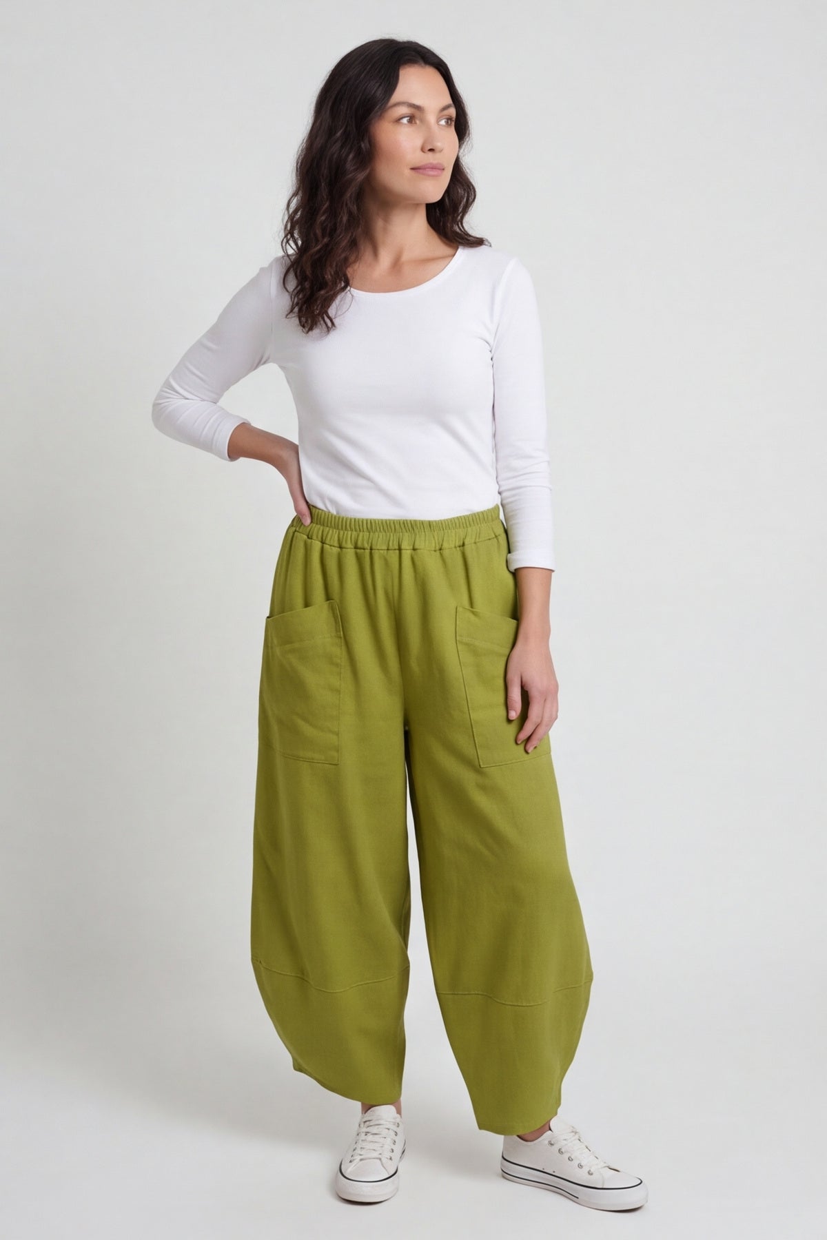Jerilyn Cotton Trousers Olive – image 1 of 6