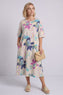 Mallory Print Linen Dress Stone – image 1 of 6