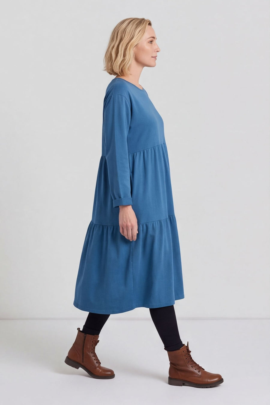 Petunia Tiered Cotton Dress Teal – image 1 of 6