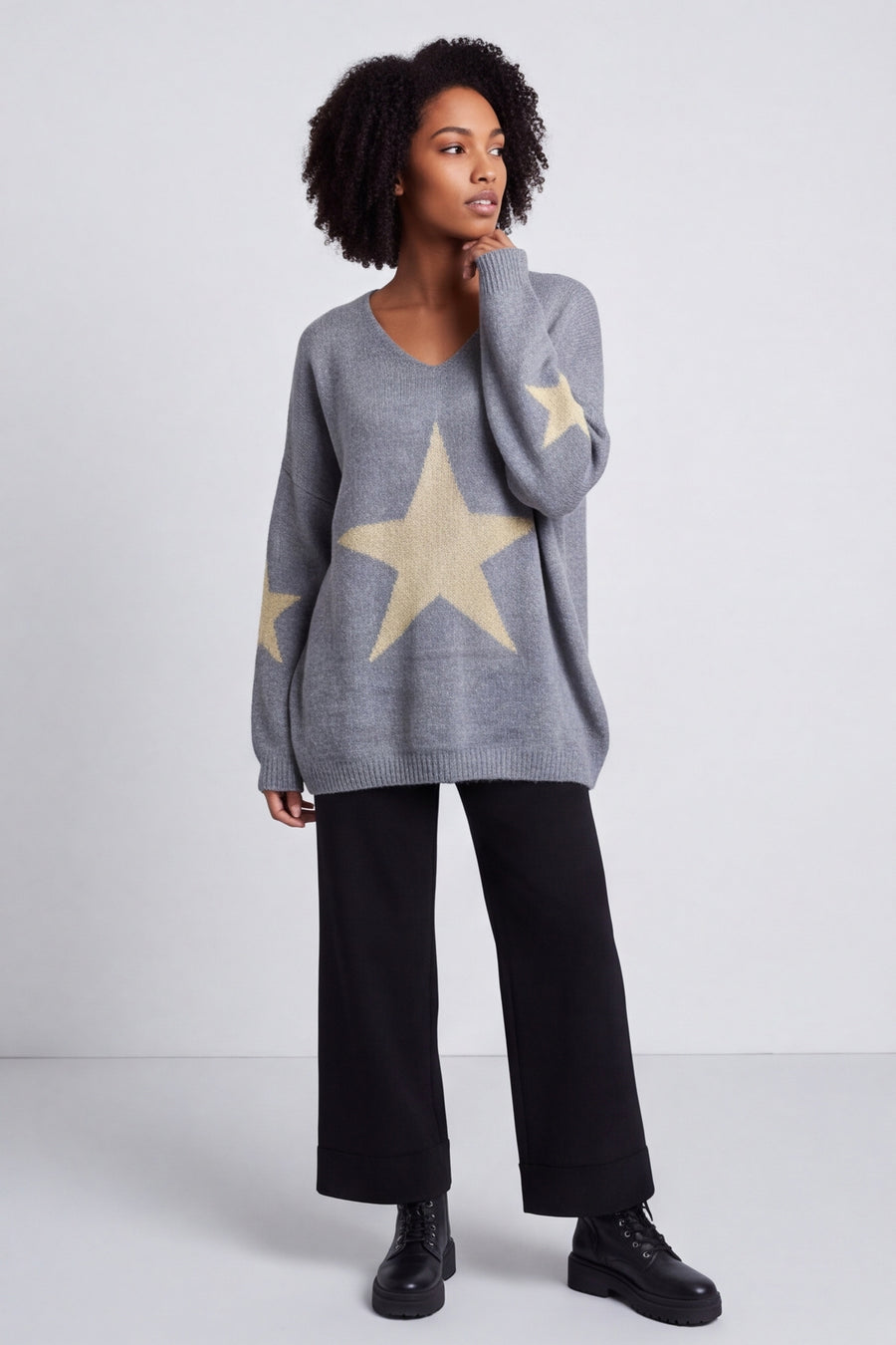 Paige Star Knitted Jumper Mid Grey – image 1 of 6