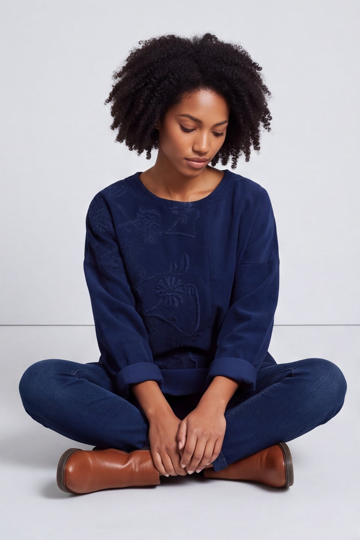 Jessa Needlecord Top Navy – image 1 of 6