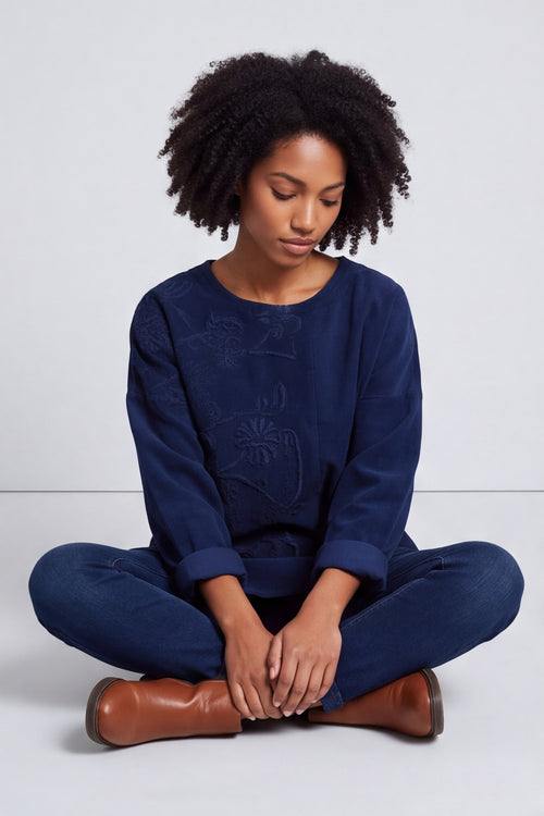 Jessa Needlecord Top Navy – image 1 of 6
