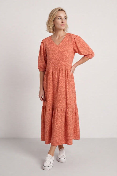 Paulette Animal Print Cotton Dress Orange – image 1 of 6