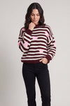 Carina Heart Stripe Knitted Jumper Wine – image 1 of 5