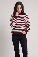Carina Heart Stripe Knitted Jumper Wine Wine - Carina Heart Stripe Knitted Jumper Wine – image 1 of 5