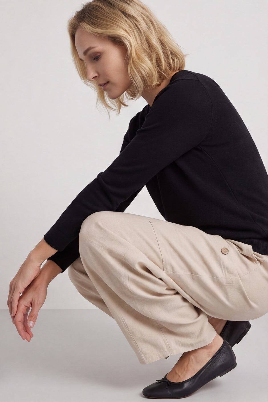 Clarisse Button Pocket Linen Trousers Stone – image 1 of 4