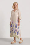 Lyla Floral Linen Dress Stone – image 1 of 6