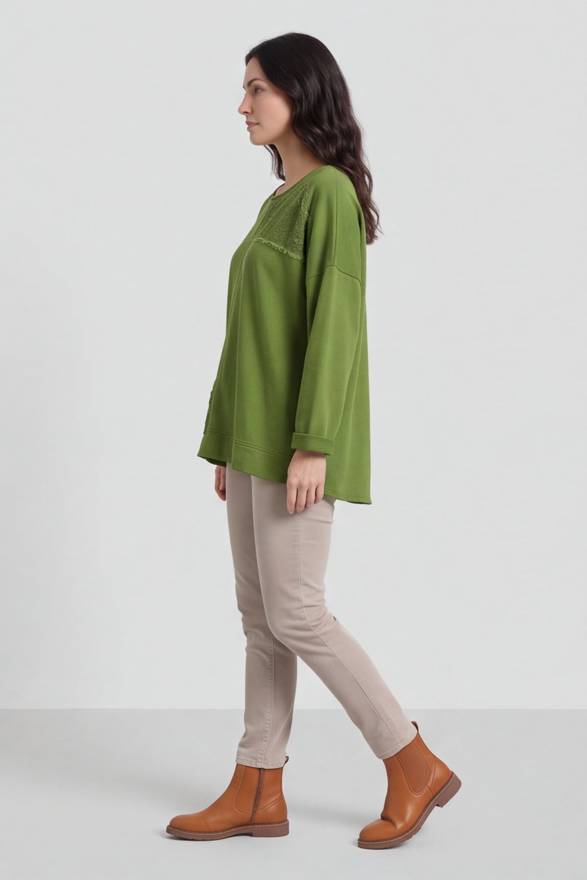 Louise Cord Patch Cotton Top Olive – image 1 of 5