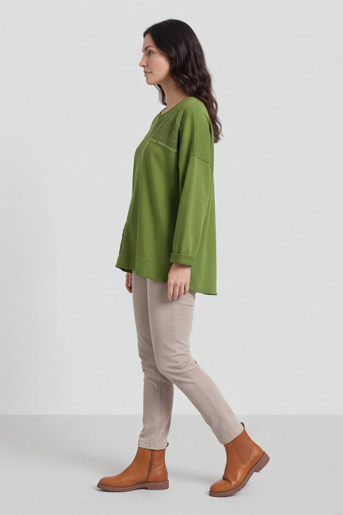 Louise Cord Patch Cotton Top Olive – image 1 of 5