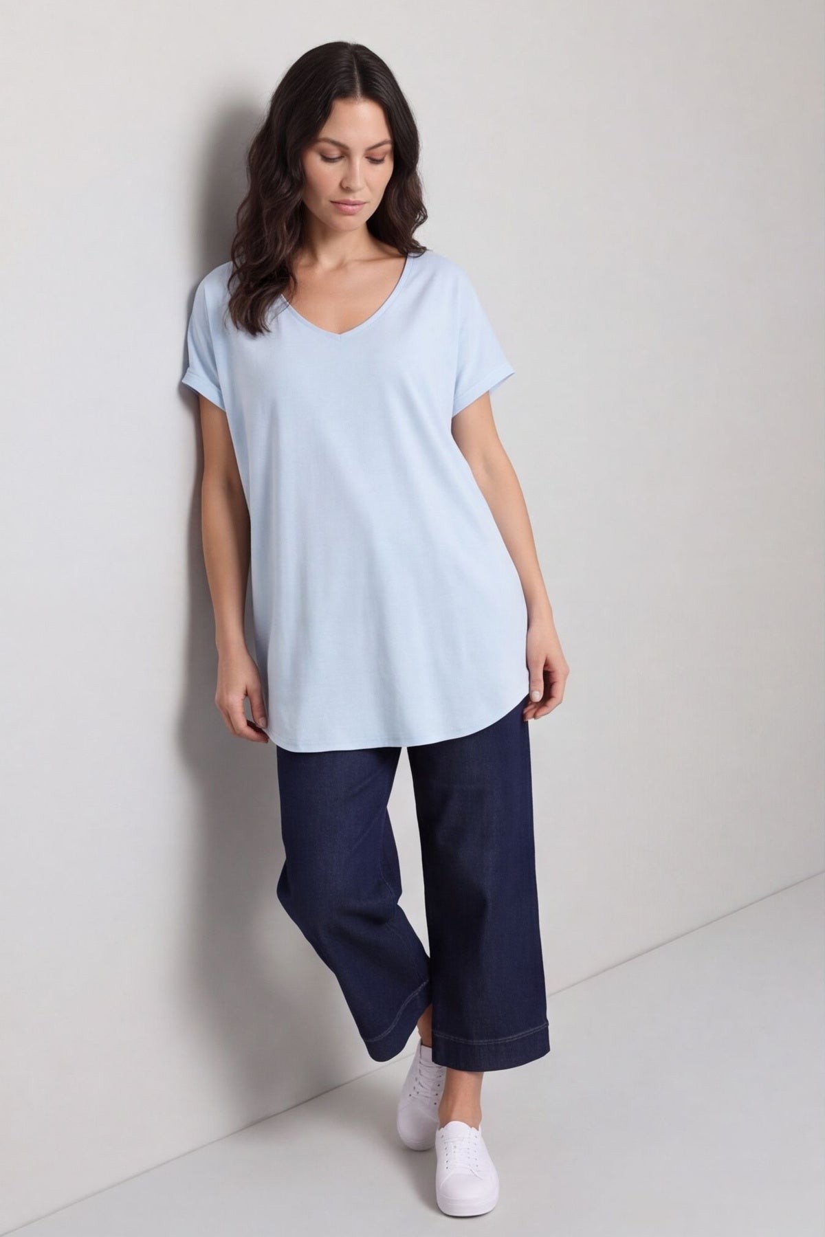 Porthcurno Tie Back Cotton Top Light Blue