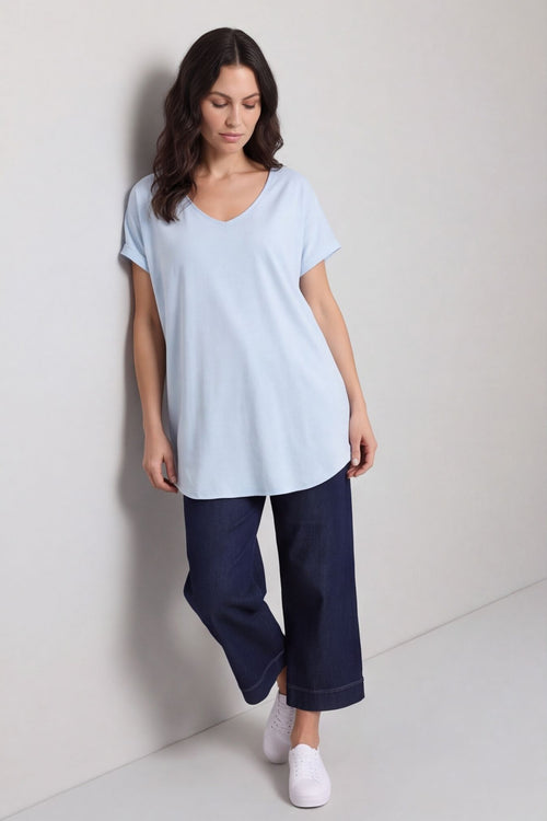 Porthcurno Tie Back Cotton Top Light Blue – image 1 of 5