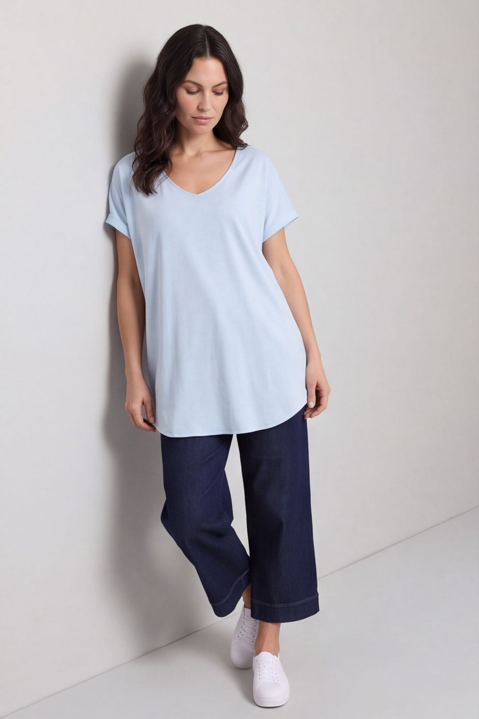 Porthcurno Tie Back Cotton Top Light Blue – image 1 of 5