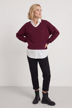 Leilani Collared Top Wine – image 1 of 6