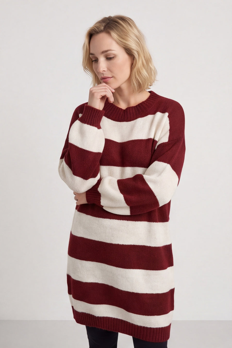 Osanna Stripe Knitted Jumper Wine – image 1 of 6