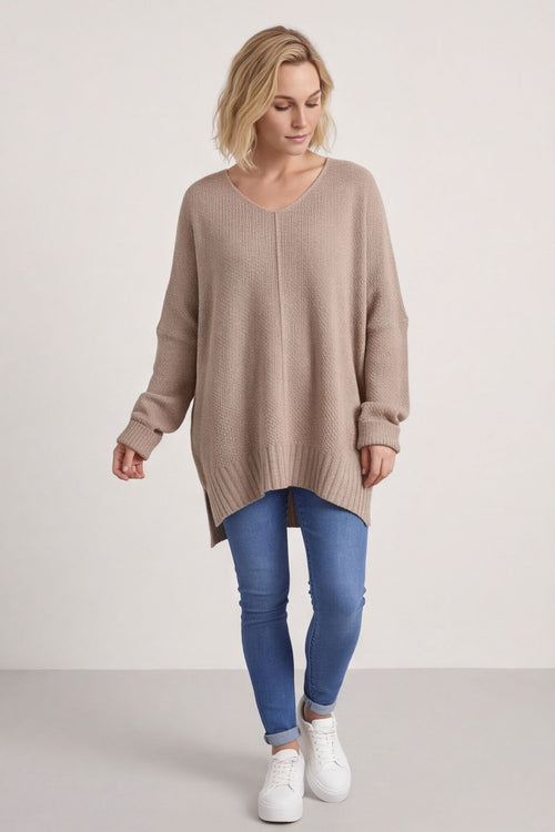 Bo Slouch V-Neck Jumper Mocha – image 1 of 5