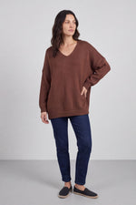 Josephine V-Neck Knitted Jumper Cocoa Cocoa - Josephine V-Neck Knitted Jumper Cocoa – image 1 of 6