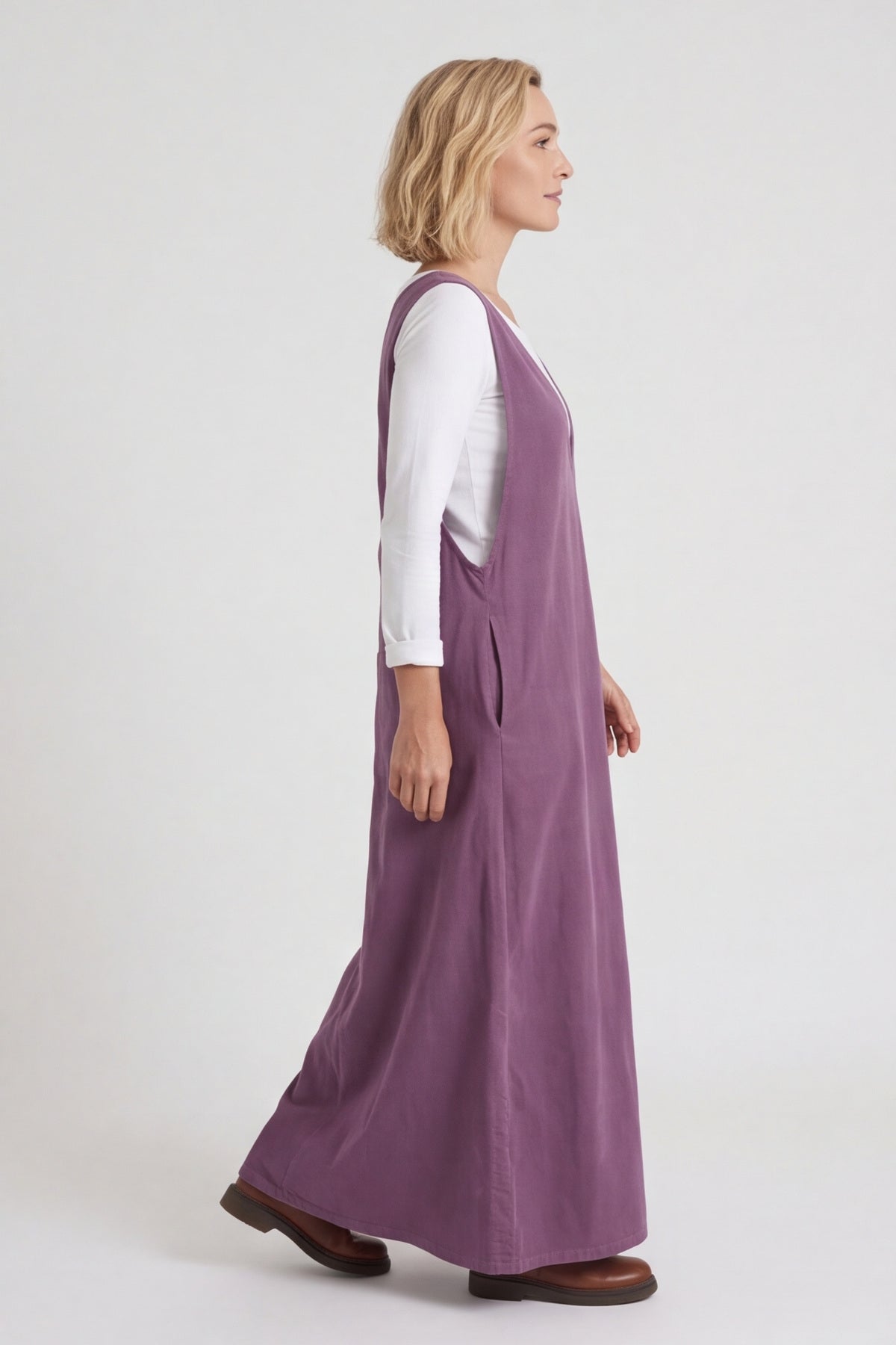 Cara Needlecord Dress Purple – image 1 of 4
