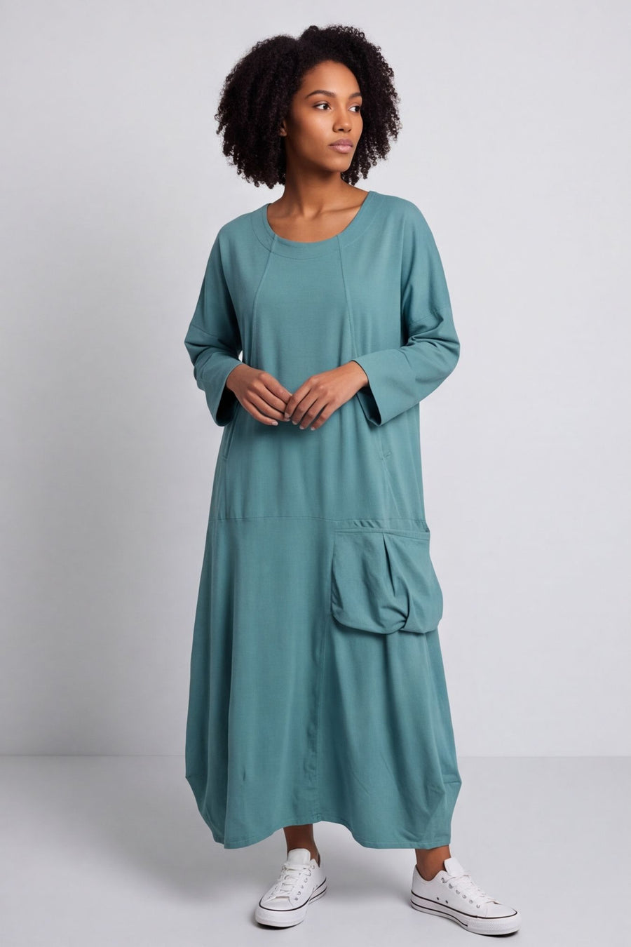 Sharon Pocket Cotton Dress Jade Green – image 1 of 3