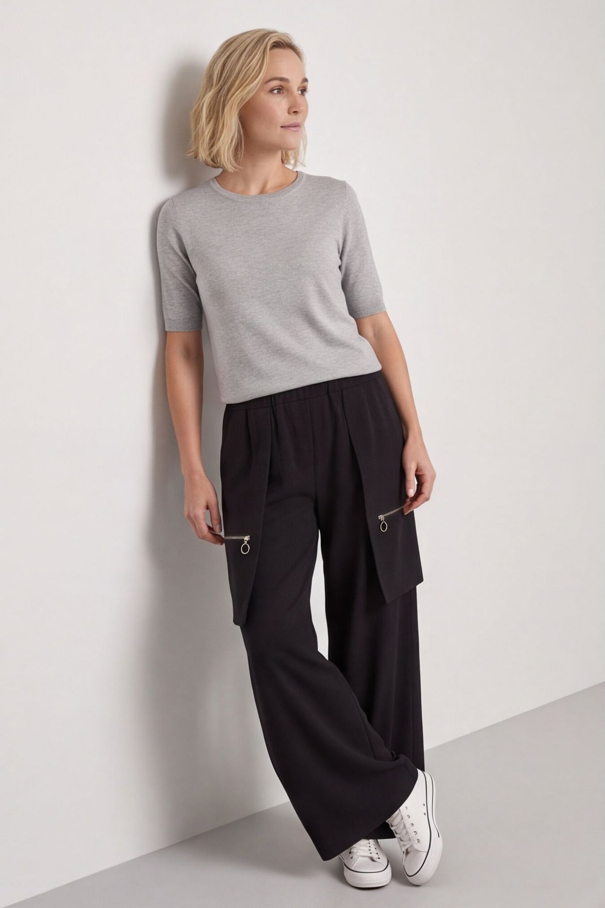 Opaline Zip Pocket Cotton Trousers Black – image 1 of 5