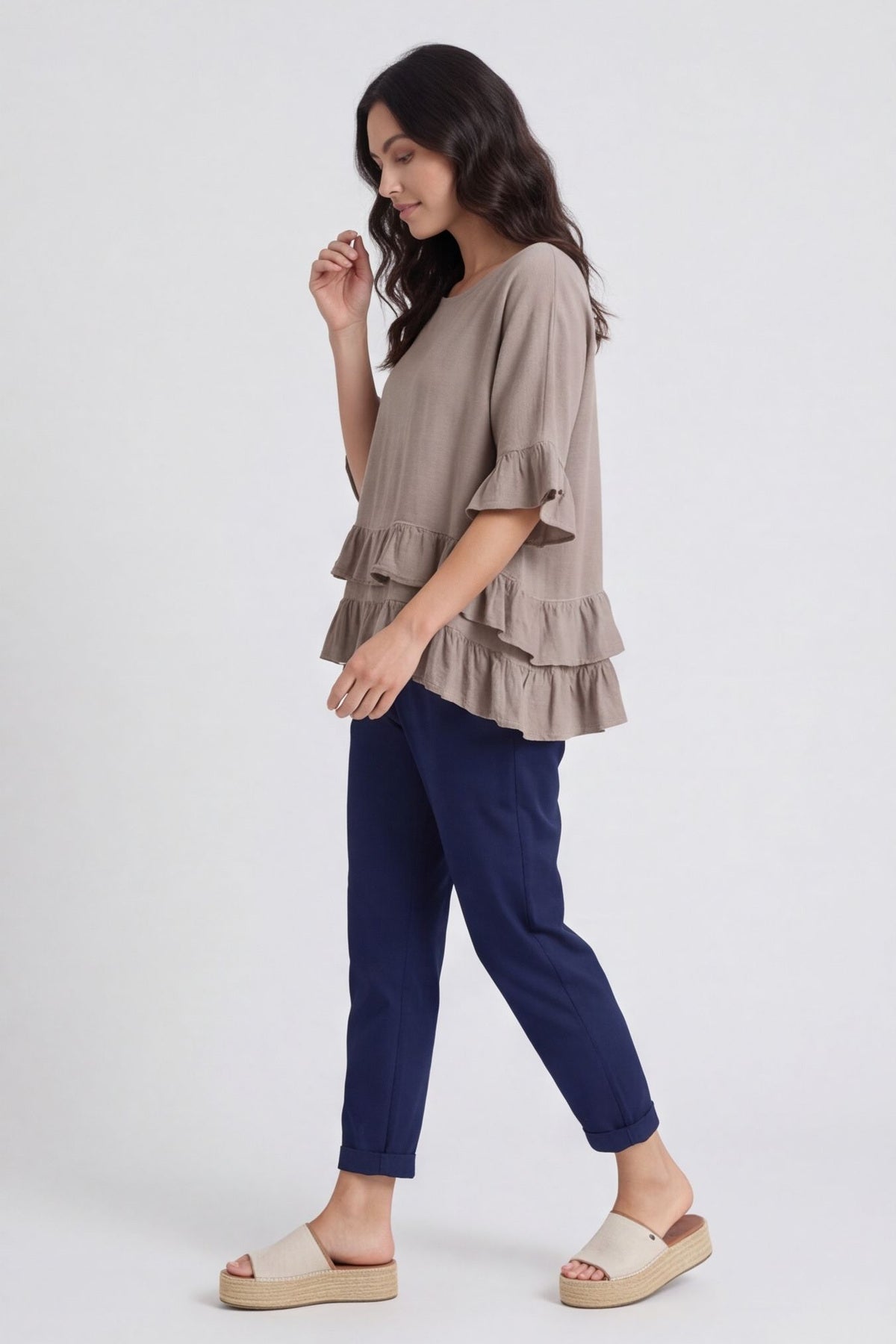 Allena Frill Top Mocha – image 1 of 6