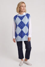 Theresa Argyle Knitted Vest Blue Blue - Theresa Argyle Knitted Vest Blue – image 1 of 4