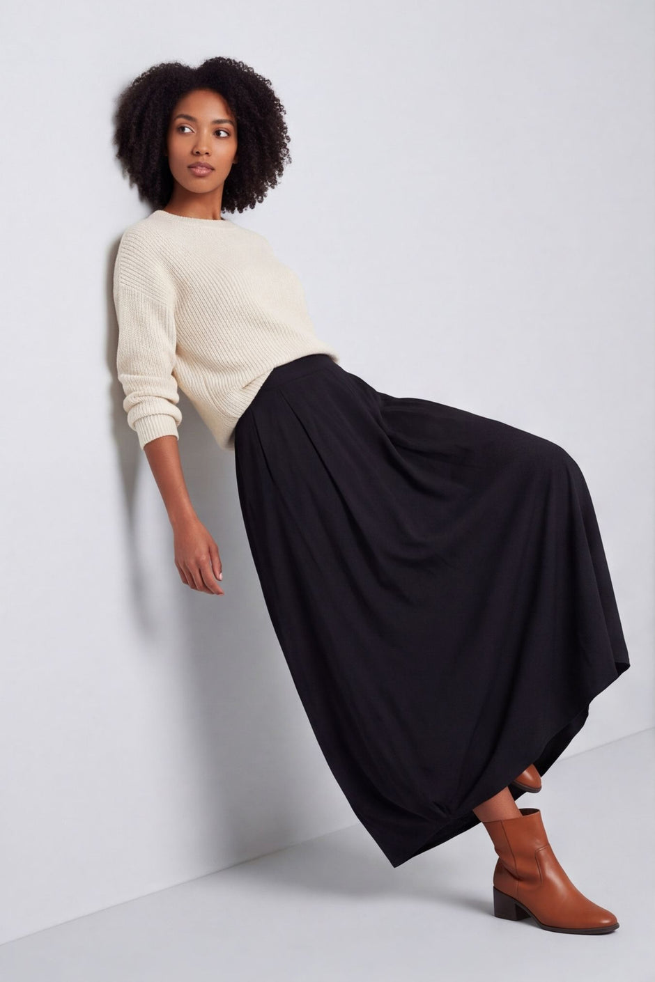 Wilfreda Puffball Cotton Skirt Black – image 1 of 6