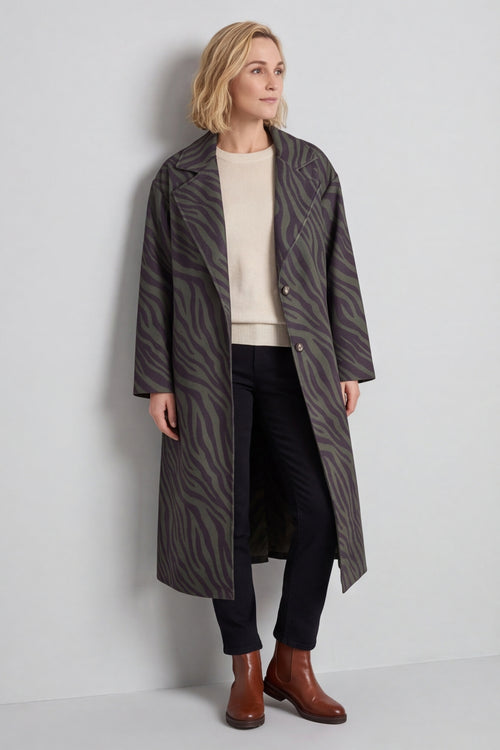 Jenna Zebra Print Coat Khaki – image 1 of 6