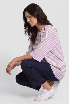 Trixie Stripe Tie Cotton Top Lilac – image 1 of 5
