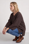 Nulvi V-Neck Linen Top Cocoa – image 1 of 4