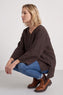 Nulvi V-Neck Linen Top Cocoa – image 1 of 4