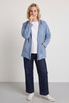 Dariana Zip Hooded Cotton Top Blue – image 1 of 6