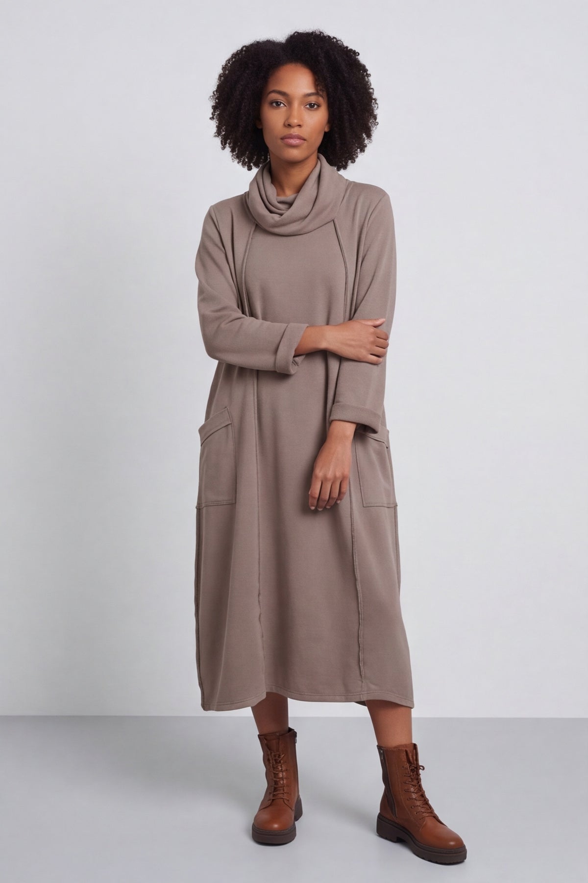 Maris Snood Cotton Dress Mocha – image 1 of 6