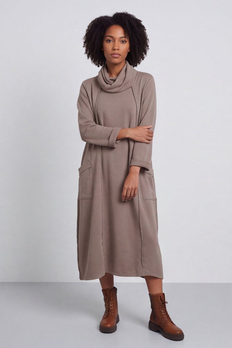 Maris Snood Cotton Dress Mocha – image 1 of 6