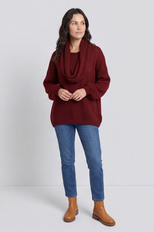 Baylin Scarf Knitted Jumper Wine – image 1 of 6