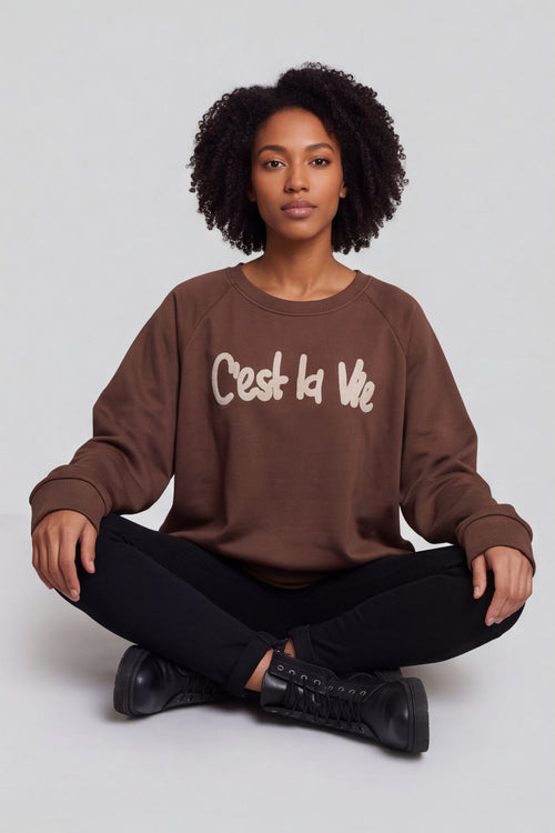 C'est La Vie Sweatshirt Cocoa – image 1 of 6